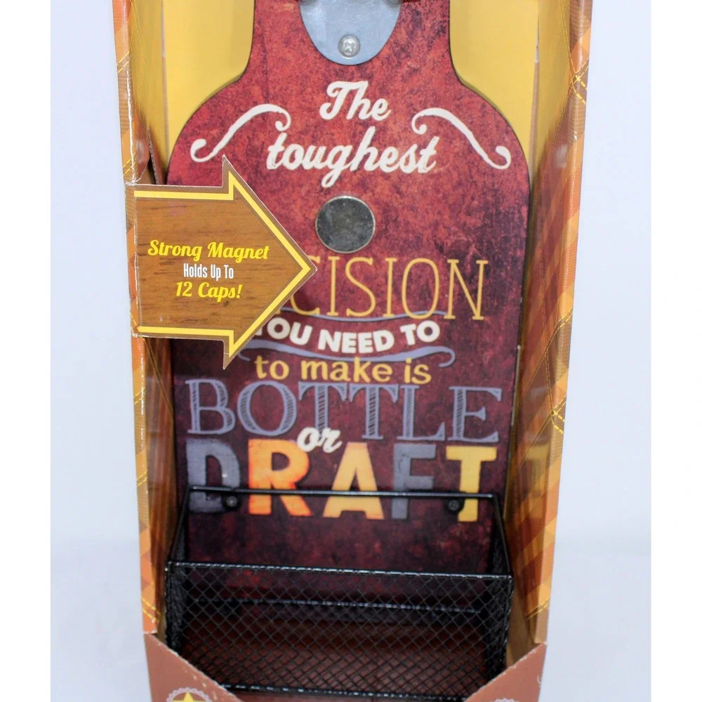 On Tap Bottle Opener with Basket Magnetic Cap Collector Boston Warehouse